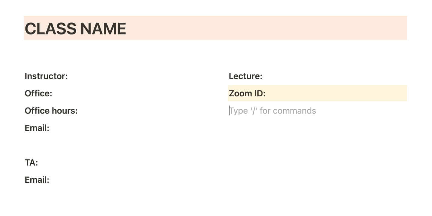 Stay Organized Class Info