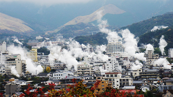 Vapor de aguas termales de Beppu